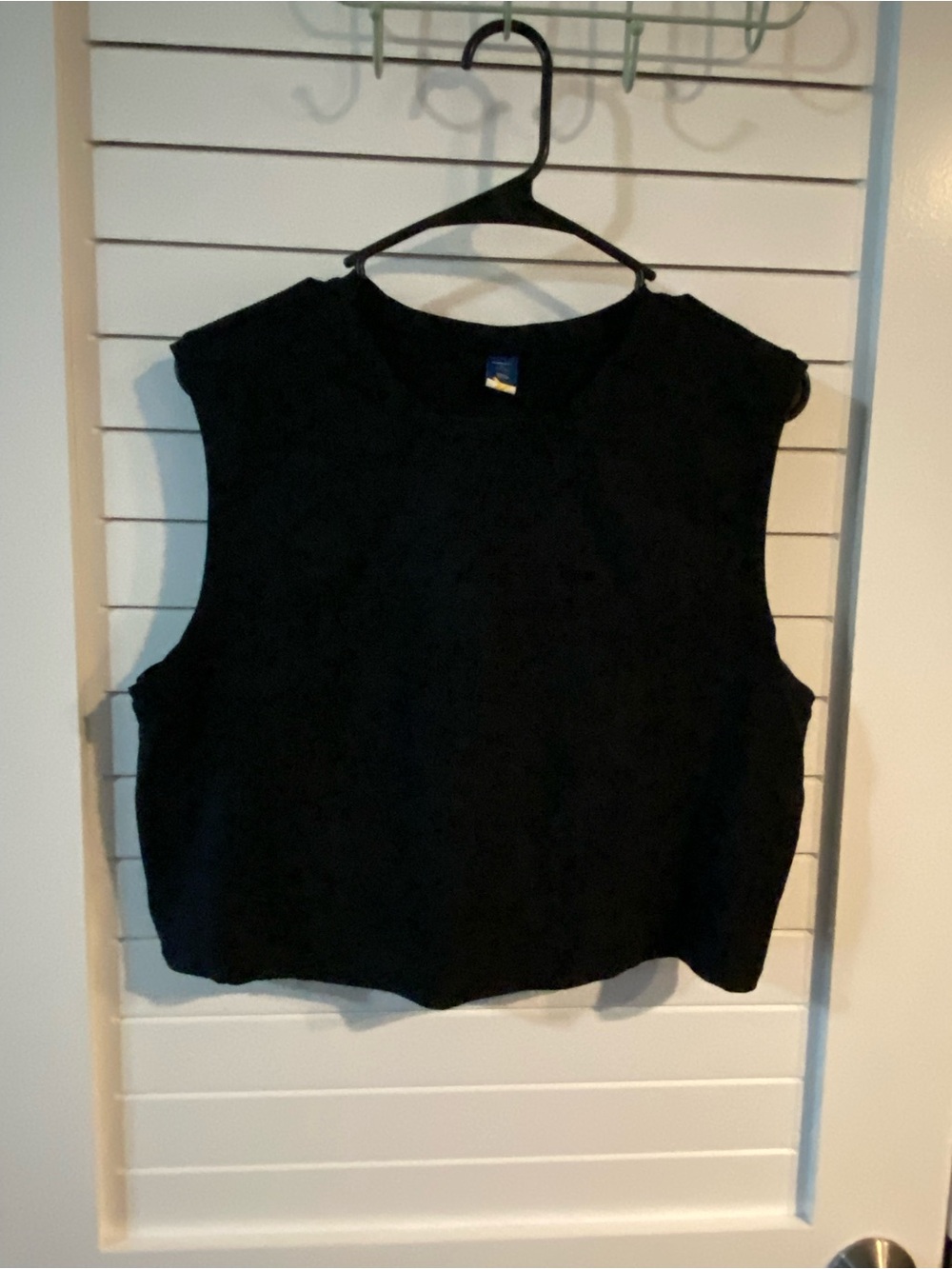 Old Navy Powersoft Go-Dry Ribbed Cropped Muscle Tank Top Black Size XL